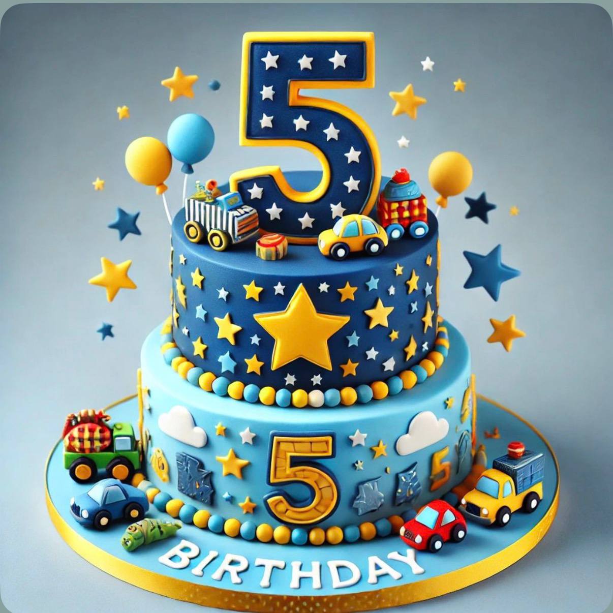 Beautiful birthday cake with colourful decorations